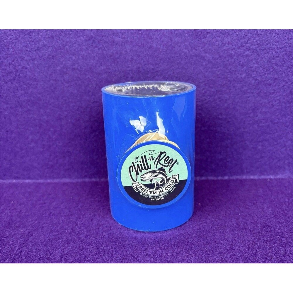 Chill-N-Reel Fishing Can Cooler Shark Tank Hard Shell Drink Holder Blue New